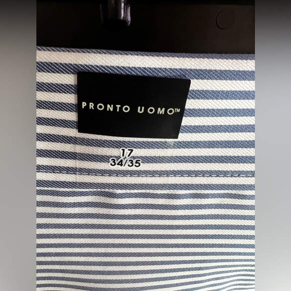 Pronto Uomo Blue Long Sleeve Button Up Shirt Men’s Size 17 or 34/35 - Picture 5 of 14